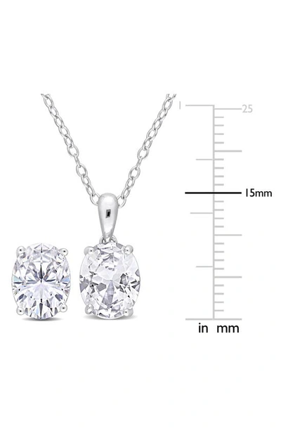 Delmar Oval Cut Lab Created White Sapphire Pendant Necklace & Stud Earrings In Silver