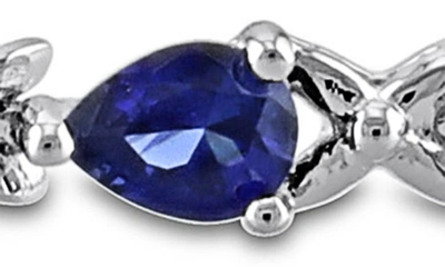 Shop Delmar Pear Cut Lab Created Sapphire Tennis Bracelet In Blue