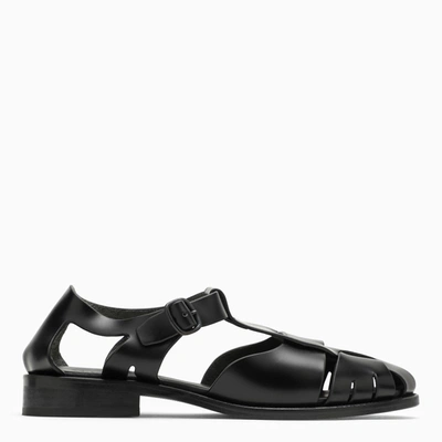 Hereu Pesca Cut-out Leather Sandals In Black