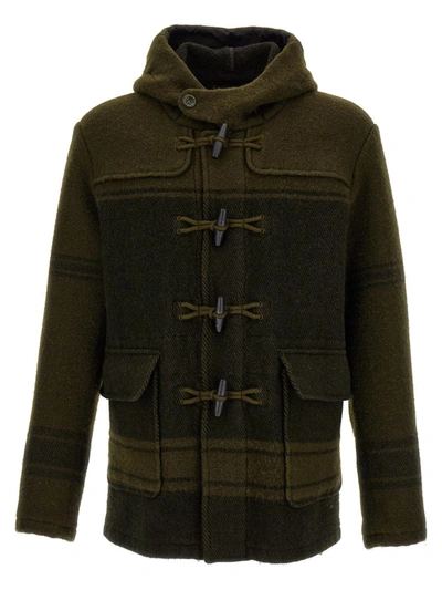 Shop C.p. Company 'duffel Jacquard' Coat In Green