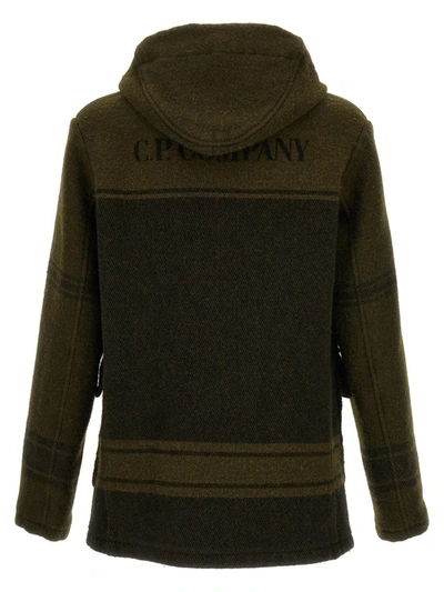 Shop C.p. Company 'duffel Jacquard' Coat In Green