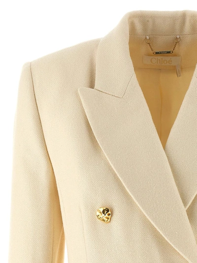 Chloé Double-breasted Blazer With Gold-tone Buttons In White