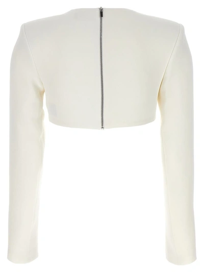 Shop David Koma Top '3d Crystsal Chain And Square Neck' In White