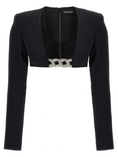 Shop David Koma Top '3d Crystsal Chain And Square Neck' In Black