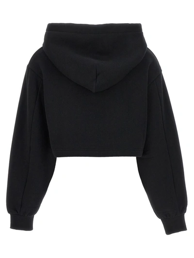 Shop Dolce & Gabbana Logo Embroidery Cropped Hoodie In Black