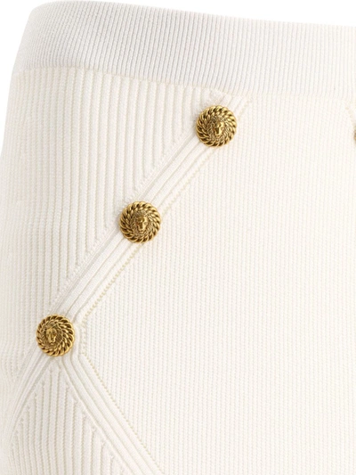 Shop Balmain Knitted Skirt With Buttons In White