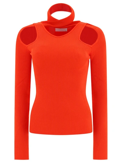 Shop Coperni Turtleneck With Cut-out In Red