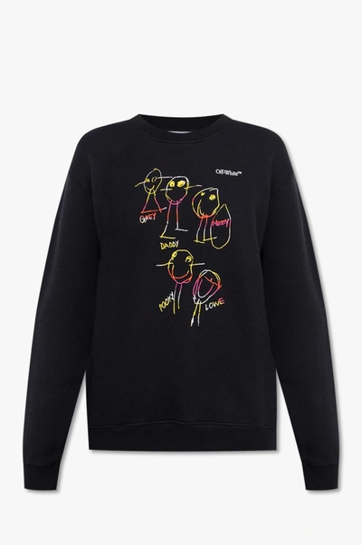 Shop Off-white Kids Arrows Reg Crewneck Sweatshirt In Black/multicolor