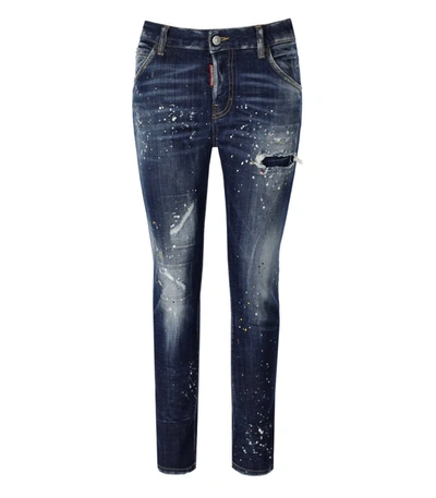 Shop Dsquared2 Cool Girl Cropped Blue Jeans In Navy Blue