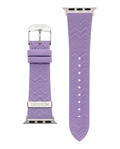 Shop Missoni Zigzag Leather Apple Watch Strap In Purple