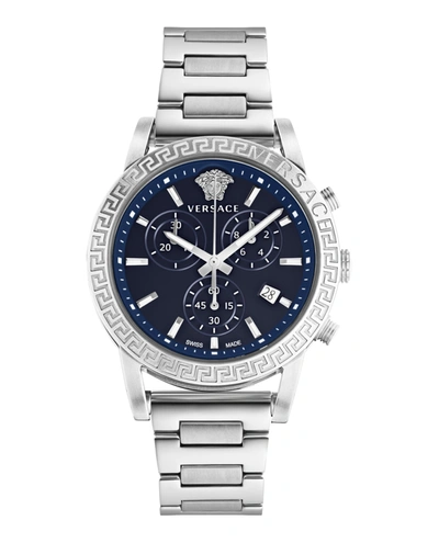 Shop Versace Sport Tech Chronograph Watch In Silver