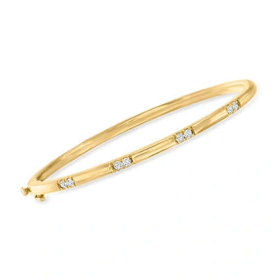 Ross-simons Diamond Station Bangle Bracelet In 18kt Gold Over Sterling In Gold