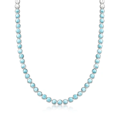 Shop Ross-simons Larimar Necklace In Sterling Silver In Blue