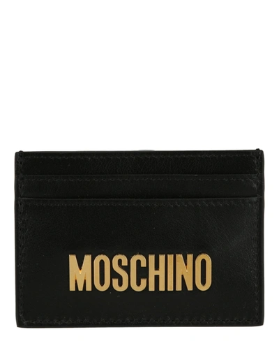 Shop Moschino Logo Plaque Card Holder In Black