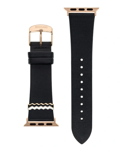 Shop Missoni Zigzag Leather Apple Watch Strap In Black