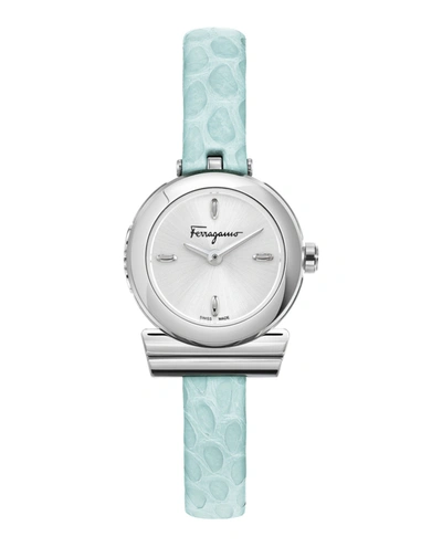 Shop Ferragamo Gancino Leather Watch In Silver