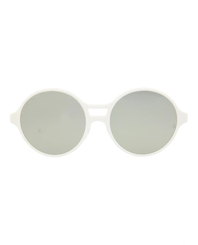 Shop Thom Browne Oval-frame Acetate Sunglasses In White