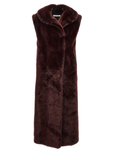 Shop Philosophy Extra Long Faux Fur Vest Gilet Red