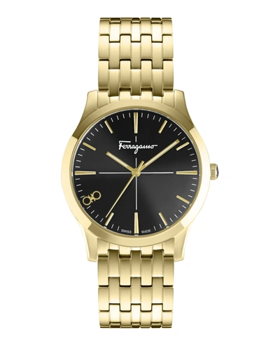 Shop Ferragamo Slim Formal Watch In Gold