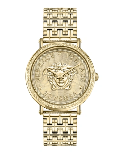Shop Versace V-dollar Bracelet Watch In Gold
