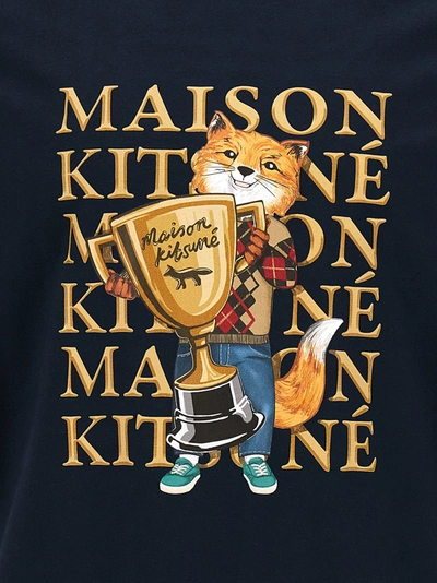 Shop Maison Kitsuné Fox Champion T-shirt Blue
