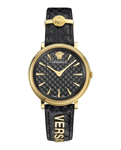 Shop Versace V-circle Logomania Strap Watch In Gold