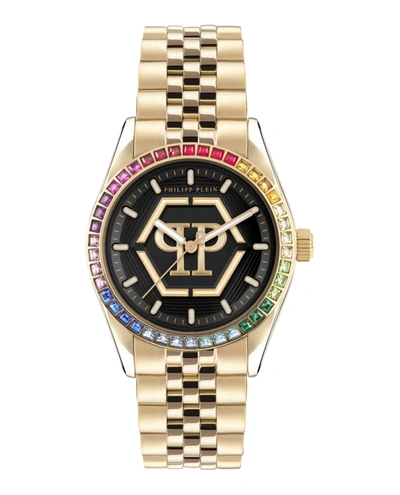 Shop Philipp Plein Date Superlative Crystal Watch In Gold
