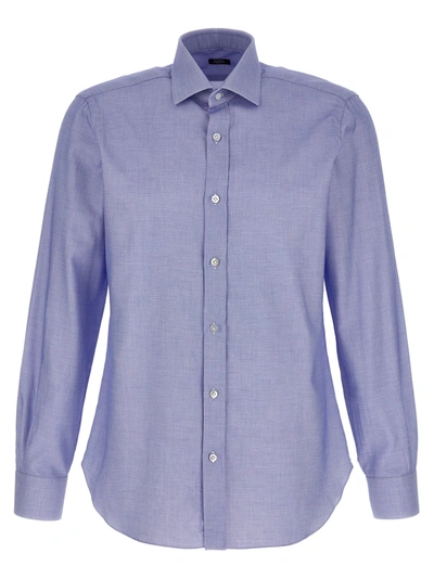 Shop Barba Micro Knit Shirt Shirt, Blouse Light Blue