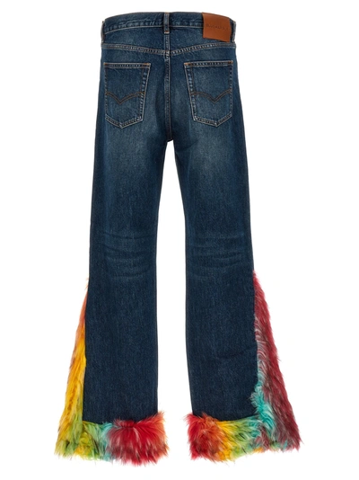 Shop Bluemarble Multicolor Faux Fur Insert Jeans Blue