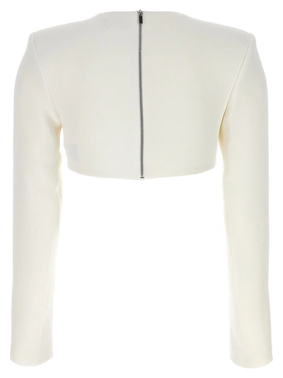 Shop David Koma 3d Crystsal Chain And Square Neck Tops In White