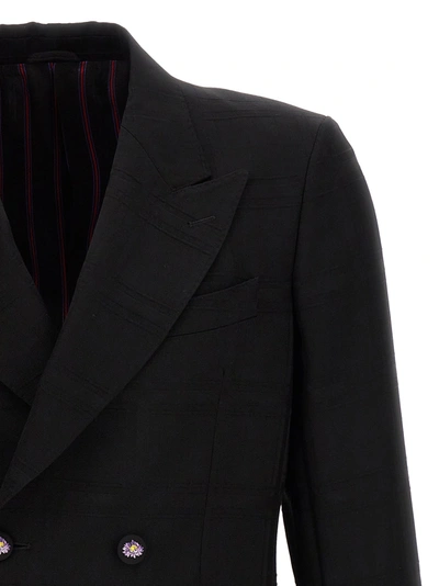 Shop Etro Check Double-breasted Blazer Jackets In Black