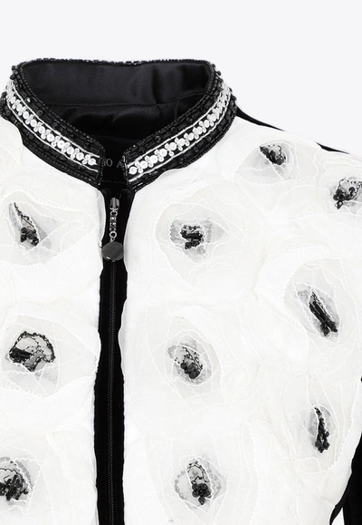 Shop Giorgio Armani 3d Flower Embroidered Jacket In Multicolor