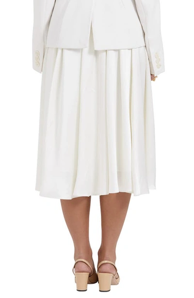 House Of Cb Suzette Satin Midi Skirt In Ivory