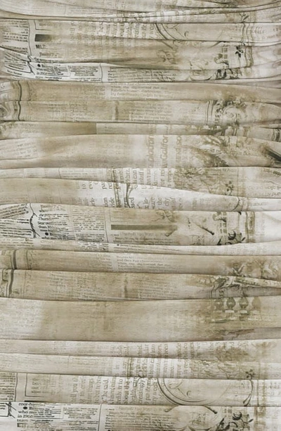 House Of Cb Lanetta Ruched Bateau Neck Long Sleeve Georgette Dress In Sand Print