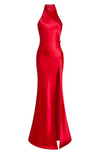Shop Sau Lee Michelle Open Back Gown In Red
