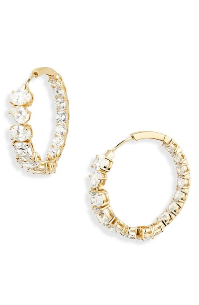 Shop Nadri Rockstars Cubic Zirconia Hoop Earrings In Gold