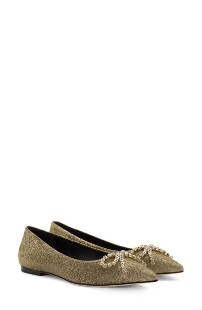 Shop Larroude Lee Pointed Toe Flat In Gold/gold