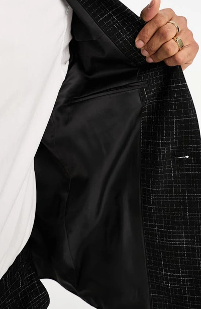 Asos Design Slim Suit Jacket In Crosshatch In Black In Black