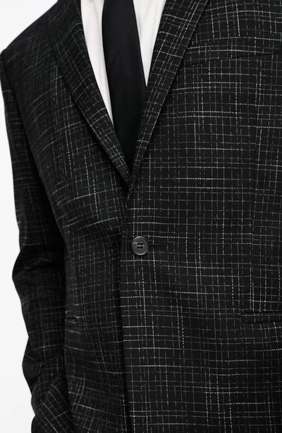 Asos Design Slim Suit Jacket In Crosshatch In Black In Black