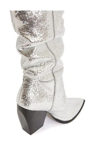 Shop Allsaints Reina Over The Knee Boot In Silver