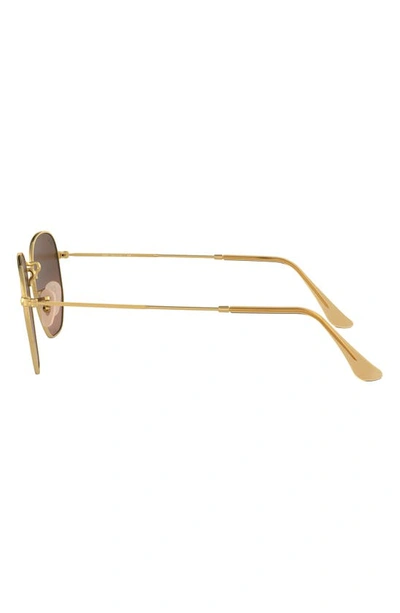 Ray Ban Hexagonal Flat Lenses Sunglasses Gold Frame Brown Lenses 51-21 In Gold