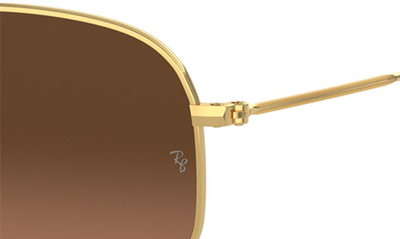 Ray Ban Hexagonal Flat Lenses Sunglasses Gold Frame Brown Lenses 51-21 In Gold