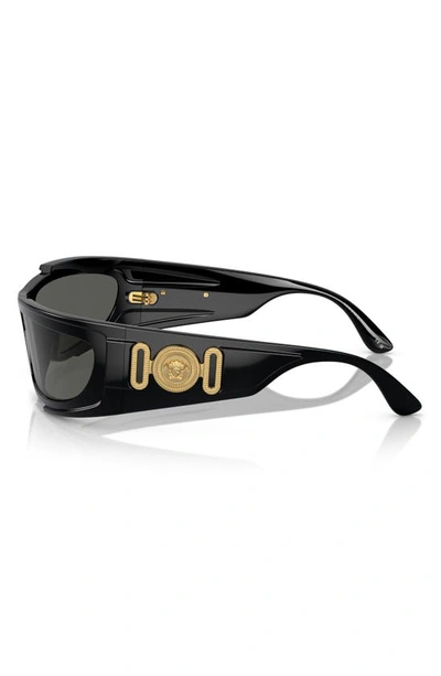 Shop Versace 67mm Rectangular Sunglasses In Black Grey