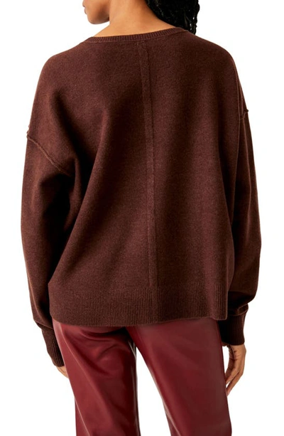 Shop Free People Luna High-low Sweater In Chocolate Heather
