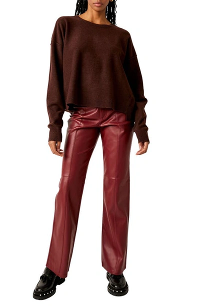 Shop Free People Luna High-low Sweater In Chocolate Heather