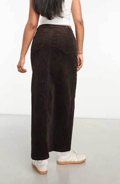 Shop Asos Design Corduroy Maxi Skirt In Brown