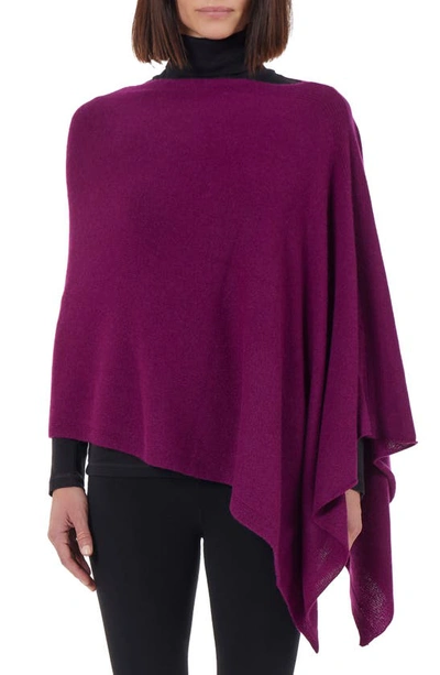 Shop Amicale Cashmere Solid Knit Poncho In Purple