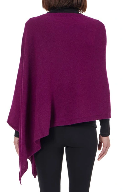 Shop Amicale Cashmere Solid Knit Poncho In Purple