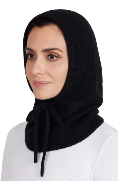 Stewart Of Scotland Cashmere Rib Knit Hood In Black
