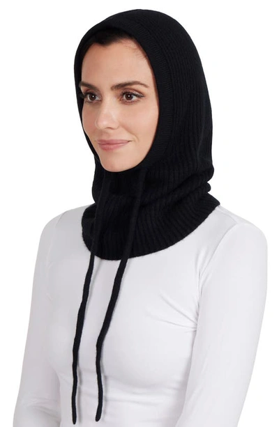 Stewart Of Scotland Cashmere Rib Knit Hood In Black